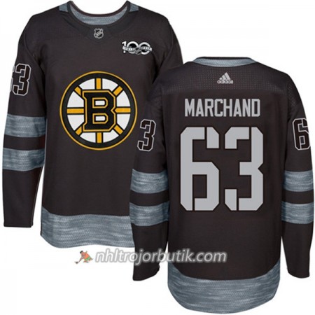 Män Ishockey Boston Bruins Tröja Brad Marchand 63 1917-2017 100th Anniversary Adidas Svart Authentic
